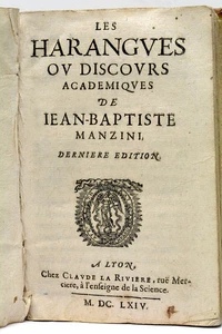 MANZINI Harangues ou Discours academiques Lyon 1664 - Imagen 1 de 9