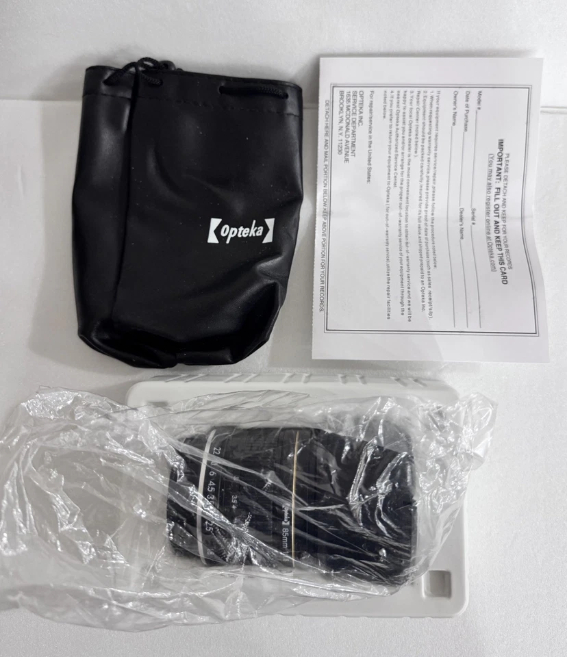 OPTEKA 85mm f/1.8 Prime Camera Lens for Nikon w/ Hood  in original box - Image 1 of 4