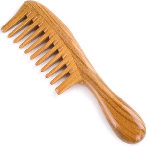 Hair Comb for Curly Hair - Wide Tooth Wooden Detangling Comb - 8" Big Size No... - Bild 1 von 4