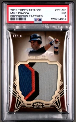 Mike Piazza 2019 Topps Tier One Prodigious Patches #PP-MP 09/10 PSA NM 7!! - Image 1 of 2