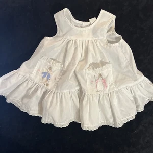 Vestido Peter Rabbit Delantal Blanco Bordado Talla 2T Vintage - Imagen 1 de 8