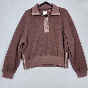 VARLEY Pullover Womens Medium Brown Roselle Half Zip Borg Fleece Cozy Side Zip - Picture 1 of 12