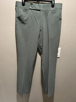 Pantalones de punto Hampton Heath verde vintage años 70 (34 Wx32 L) discoteca Ployester acampanados Foto 1 de 4