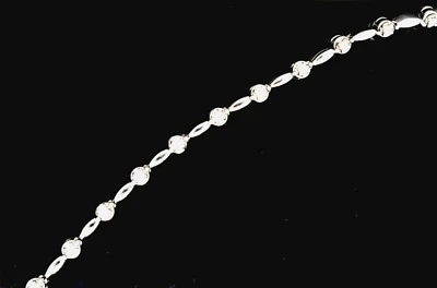 Brazalete Tenis Vintage Estate Oro Blanco 14k Eslabones Alternos .46 cts  Foto 1 de 4