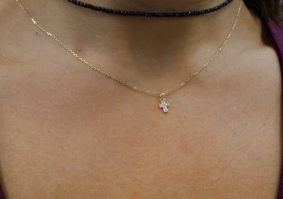 DIAMOND CROSS 14K YELLOW GOLD NATURAL DIAMOND 0.05 CT SI1 CLARITY G-H COLOR - Image 1 of 4