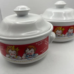 1998 Campbell's Soup Kids Lidded Bowls Set of 2 Houston Harvest Vintage Retro - Picture 1 of 11