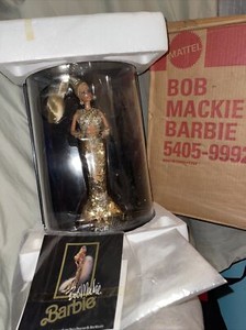 1990 Bob Mackie 1st Gold Barbie Doll In Case Stand W/Papers NRFB First Series LE