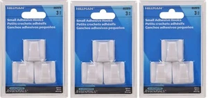(Lot of 9) Small White Adhesive Hook 3 per Pack HILLMAN 852975 - Picture 1 of 3