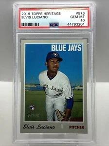 2019 TOPPS HERITAGE ELVIS LUCIANO #576 RC PSA 10 GEM MT *POP 3 - Picture 1 of 2