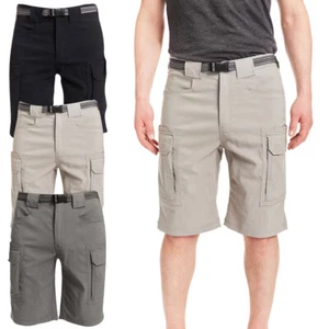Mens Belted Cargo Shorts Casual Multi Pockets Summer Elasticated Worn Pant Plain - Picture 1 of 11