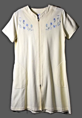 Abrigo de casa vintage Vanity Fair para mujer pequeño bordado bolsillos con cremallera gofre Foto 1 de 4