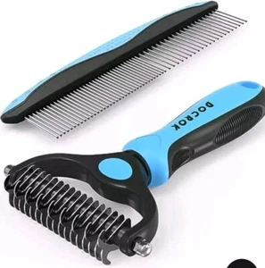 Combo de cepillo de aseo de mascotas y peine de metal, cepillo para gatos cepillo para perros para desprenderse, un... - Imagen 1 de 7