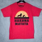 Disney Shirt Herren Medium Rot Hakuna Matata Löwe König Timon Pumbaa Sonnenuntergang T-Shirt