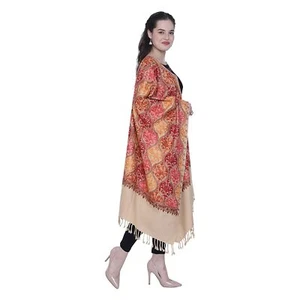 Nueva envoltura de bufanda de lana bordada de Kashmiri Aari de Kashmiri - Imagen 1 de 6