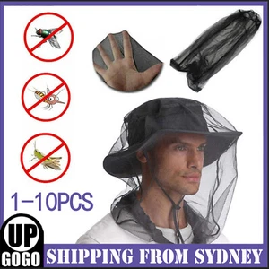 1-10PX Mosquito Fly Head Insect Net Mesh Hat Bee Bug Mozzie Protector Outdoor AU - Picture 1 of 16