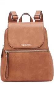 🔥NEW SEALED🔥 Calvin Klein Reyna Novelty Key Item Flap Backpack, Caramel Mix - Picture 1 of 6