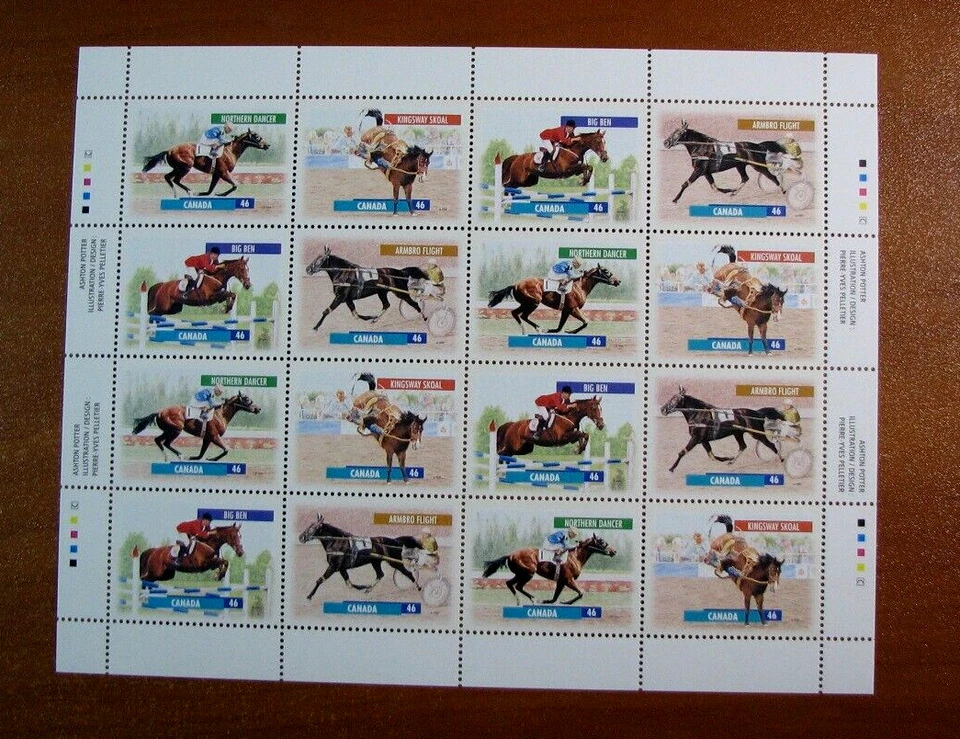 Canada Inscription Sheet Scott# 1791-1794 Horses 1999 MNH L584 - Image 1 of 1