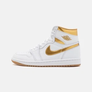 Nike AIR JORDAN 1 RETRO HIGH OG WHITE/METALLIC GOLD Mujer Zapatillas EU 37,5-41 Nuevas - Imagen 1 de 10