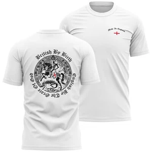 British By Birth Front And Back Mens T Shirt by shirt Gifting St George's Day... - Picture 1 of 7