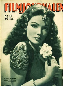 Stunning Gene Tierney Cover on Film Journalen Magazine 1942 Many Hollywood Stars - Picture 1 of 10
