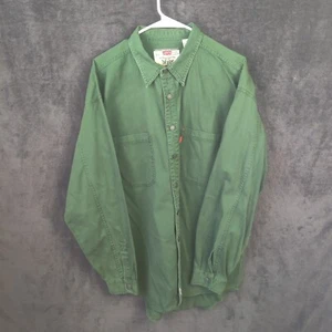 Levi's Denim Shirt Men's XL Metal Button Up Cowboy Green Long Sleeve Pockets - Picture 1 of 13