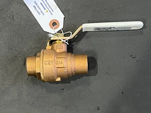 3/4" Solder, Full-Port Lead-Free Bronze Ball Valve, 600WOG; 150 WSP, MADE IN USA - Picture 1 of 8