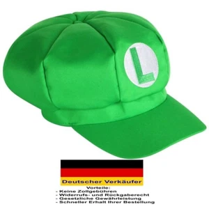 C24  SUPER MARIO Mütze Cap Luigi Erwachsene Fasching Karneval Kostüm Verkleidung - Bild 1 von 1