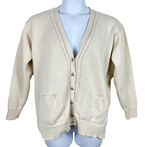Cárdigan Vintage Laura Ashley Botón Suéter Bolsillos Marfil Crema Algodón Defecto - Imagen 1 de 6