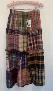 Jaded Gypsy Boho Plaid to Meet You Patchwork Maxi Skirt One Size NWT - Picture 1 of 5