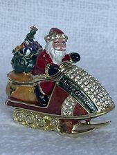 Bejeweled Santa on Scooter  Trinket Box. Hand Set Swarovski Crystals & Enamel