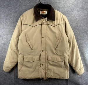 VTG Comfy Jacket Men's Large Brown Snap Zip Up Western Jacket True Vintage - Picture 1 of 6