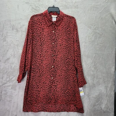 Michael Kors Swim CoverUp Womens Size XS Sea Coral Red Leopard Print Sheer Beach - Image 1 of 4