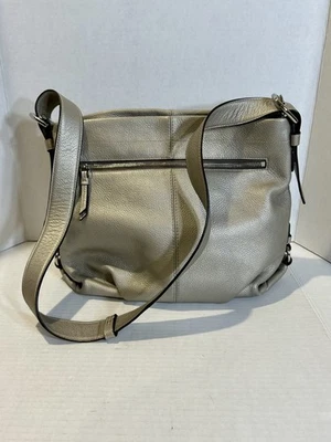 Bolso Bandolera Coach Hobo Lona Cuero Guijarro Estaño Metálico F15064 Foto 1 de 4