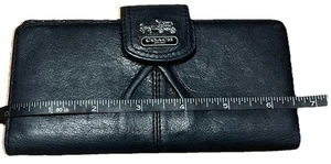 Portafoglio Coach Vintage Pelle Nero Logo Carrozza Cavalli - Foto 1 di 10