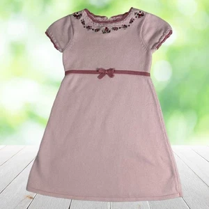 Vestido Suéter Vintage GYMBOREE Niñas 6 Rosa Bordado Algodón Cottagecore Lazo - Imagen 1 de 10