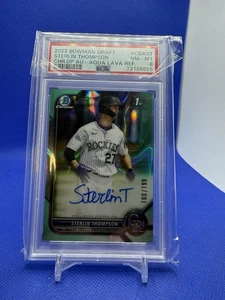 Sterlin Thompson 2022 Bowman Draft Chrome/199 Aqua Lava Refractor PSA 8 #CDA-ST - Imagen 1 de 2