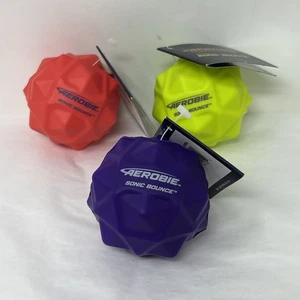 AEROBIE SONIC BOUNCE BALLS (3 Count) Super Bouncy Balls Yellow Blue Red NEW - Picture 1 of 7