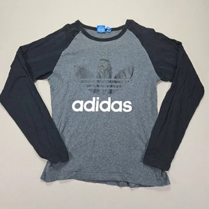 Adidas Long Sleeve T-Shirt Trefoil Logo Gray Black Raglan Tee Size S - Bild 1 von 7