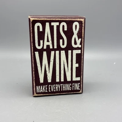 Cats & Wine Make Everything Fine Primitives by Kathy  ~ 4.5 inch x 3.5 in - Image 1 of 4