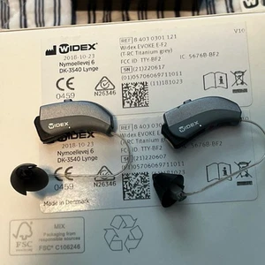 Widex Evoke E-F2 Hearing Aids with Extra Batteries and Domes - Picture 1 of 4