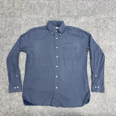 Brooks Brothers Red Fleece Shirt Mens S Blue Geometric Print Long Sleeve Cotton - Image 1 of 4