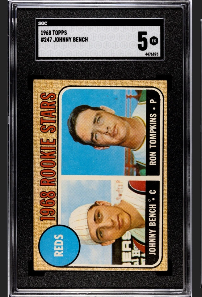 1968 Topps #247 Johnny Bench cartão de novato ❤️ centralizado com 4 cantos afiados SGC 5 - Imagem 1 de 3