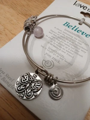Brazalete ajustable Love This Life acero inoxidable plata Believe Foto 1 de 4