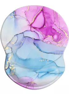 Ergonomic Design Mouse Pad with Wrist Rest Support Pink/blue Marble NEW!! - Picture 1 of 8
