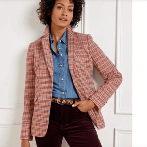 Talbots Classic Shetland Blazer Apple Plaid Wool Size 16 Petite - Picture 1 of 14
