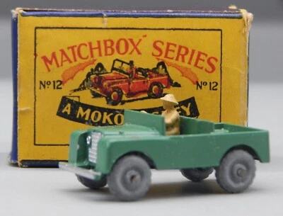 1950s vintage Lesney MATCHBOX #12a Land Rover w/ BOX toy DIECAST diecast jeep !! - Image 1 of 4