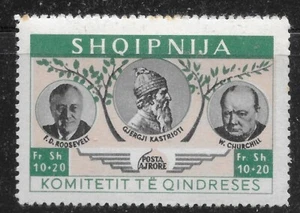 1949 Albania 10F+20 PRIVATE AIR MAIL F.D.ROOSEVELT G.KASTRIOTI W.CHURCHILL MLHOG - Picture 1 of 2