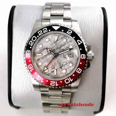 Relógio masculino automático 40mm BLIGER mostrador cinza estéril data GMT vidro de safira B331 - Imagem 1 de 4