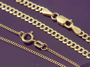 14k gold cuban chain solid 14kt gold necklace 1mm 3mm - Picture 1 of 6