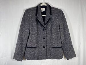 Talbots Petite Wool Blend Tweed Gray Blazer- 12P